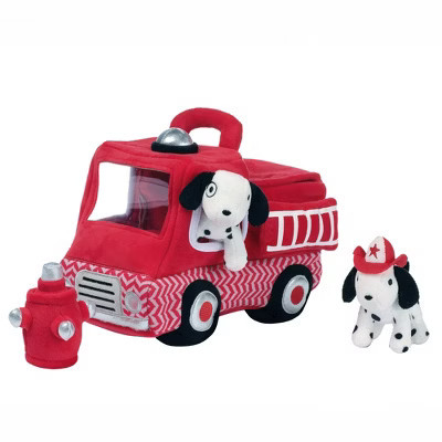 Lambs & Ivy Fire Truck 5pc Developmental Plush Soft Toy Interactive Play Set | Target