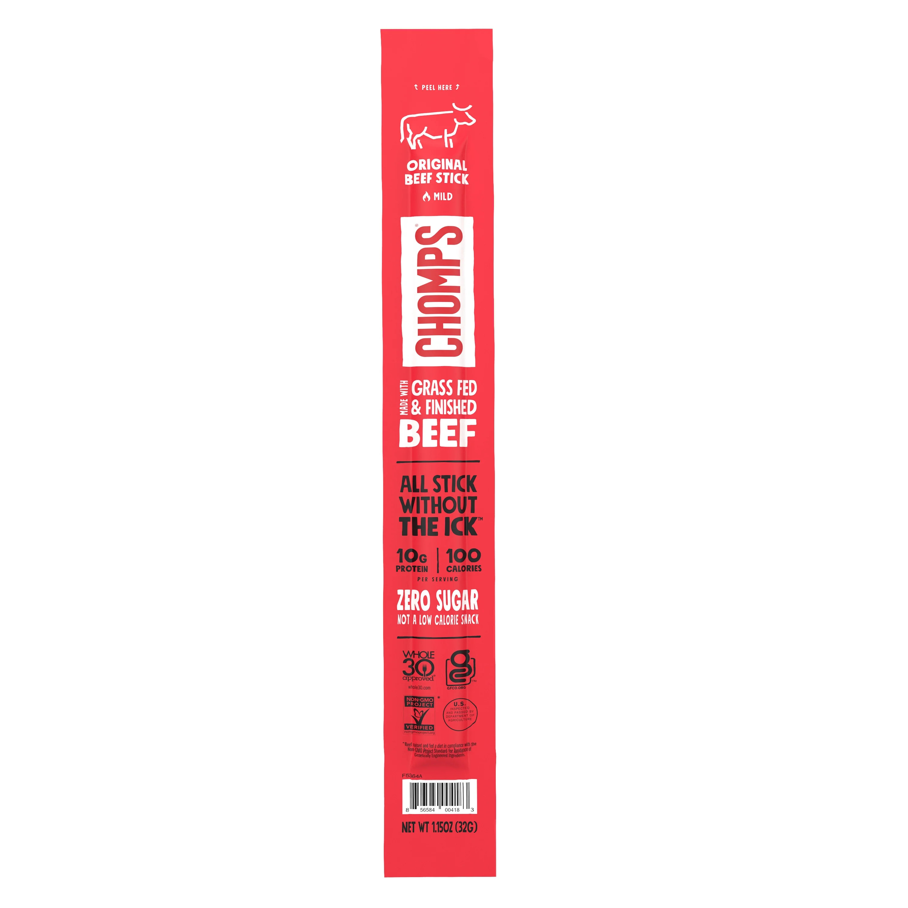 Chomps Grass-Fed & Finished Original Beef Stick, 1.15oz | Walmart (US)