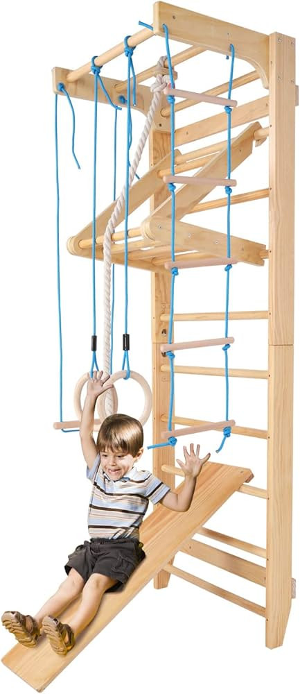 JOYMOR Wooden Swedish Wall Ladder Stall Bars Set, Kids Gymnastic Wall Gym, Climbing Play Structur... | Amazon (US)