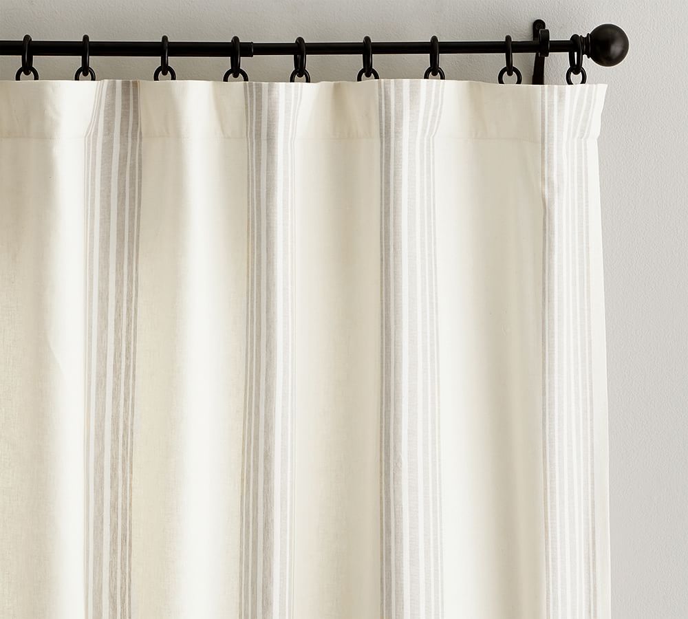Riviera Striped Linen/Cotton Blackout Curtain | Pottery Barn (US)