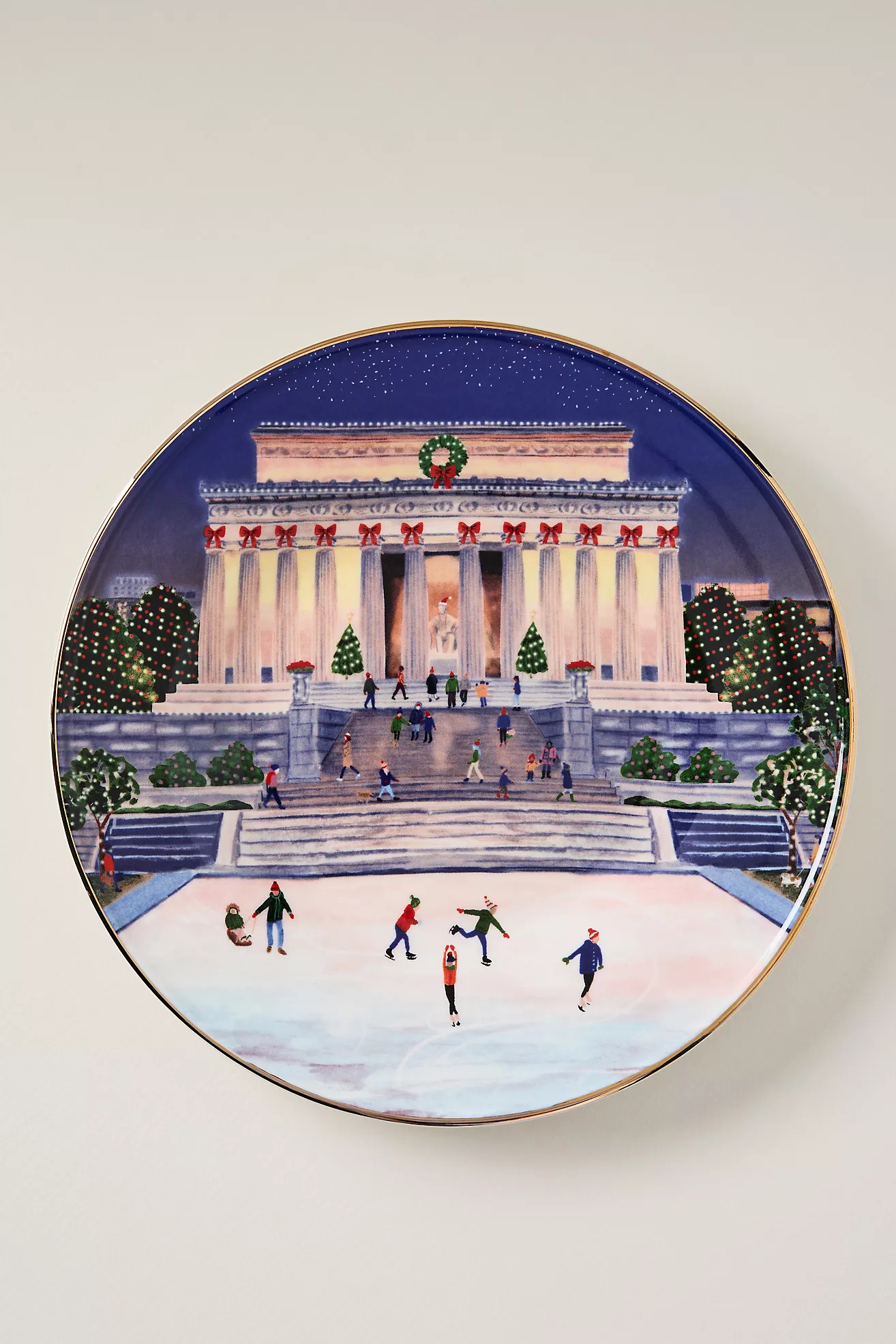 Holiday in the City Stoneware Dessert Plate | Anthropologie (US)