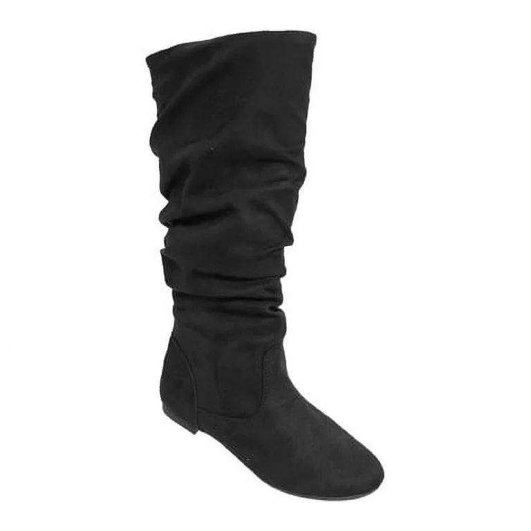 JOURNEE COLLECTION Womens Black Mid-Calf Padded Rebecca-02 Round Toe Slouch Boot 8 M | Walmart (US)