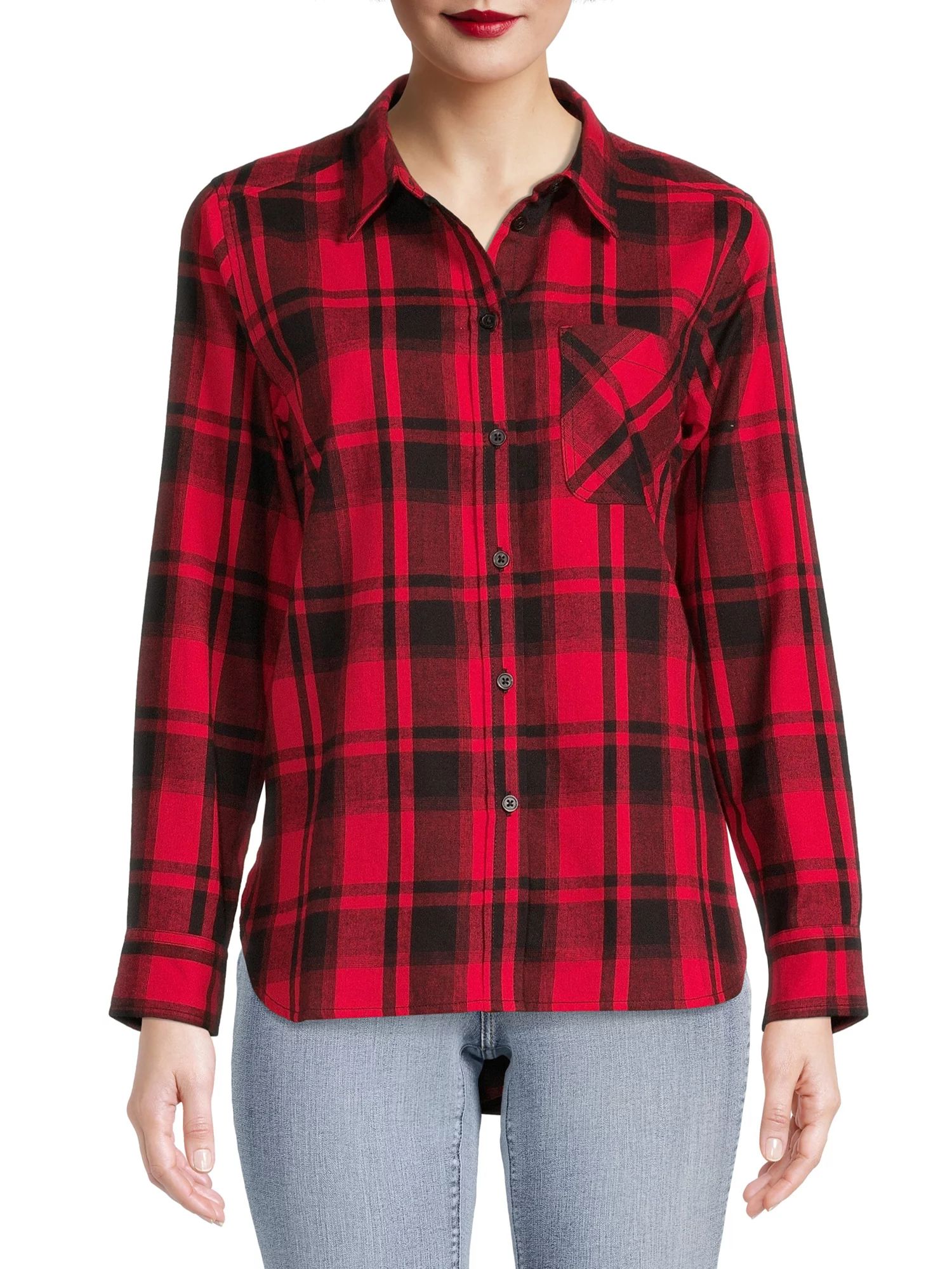 Time and Tru Women's Flannel Shirt - Walmart.com | Walmart (US)