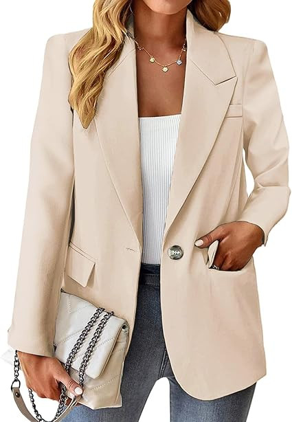 Womens Casual Blazers Open Front Long Sleeve Fully Lined Work Office Jackets with Pockets | Amazon (US)