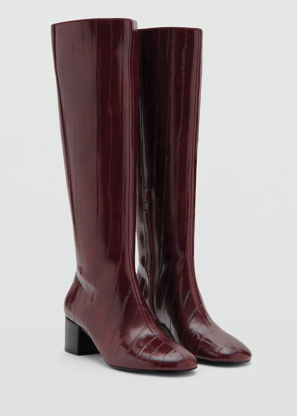 Textured heeled boots burgundy - Woman - 7½ - MANGO | Mango (US/MX/AU)