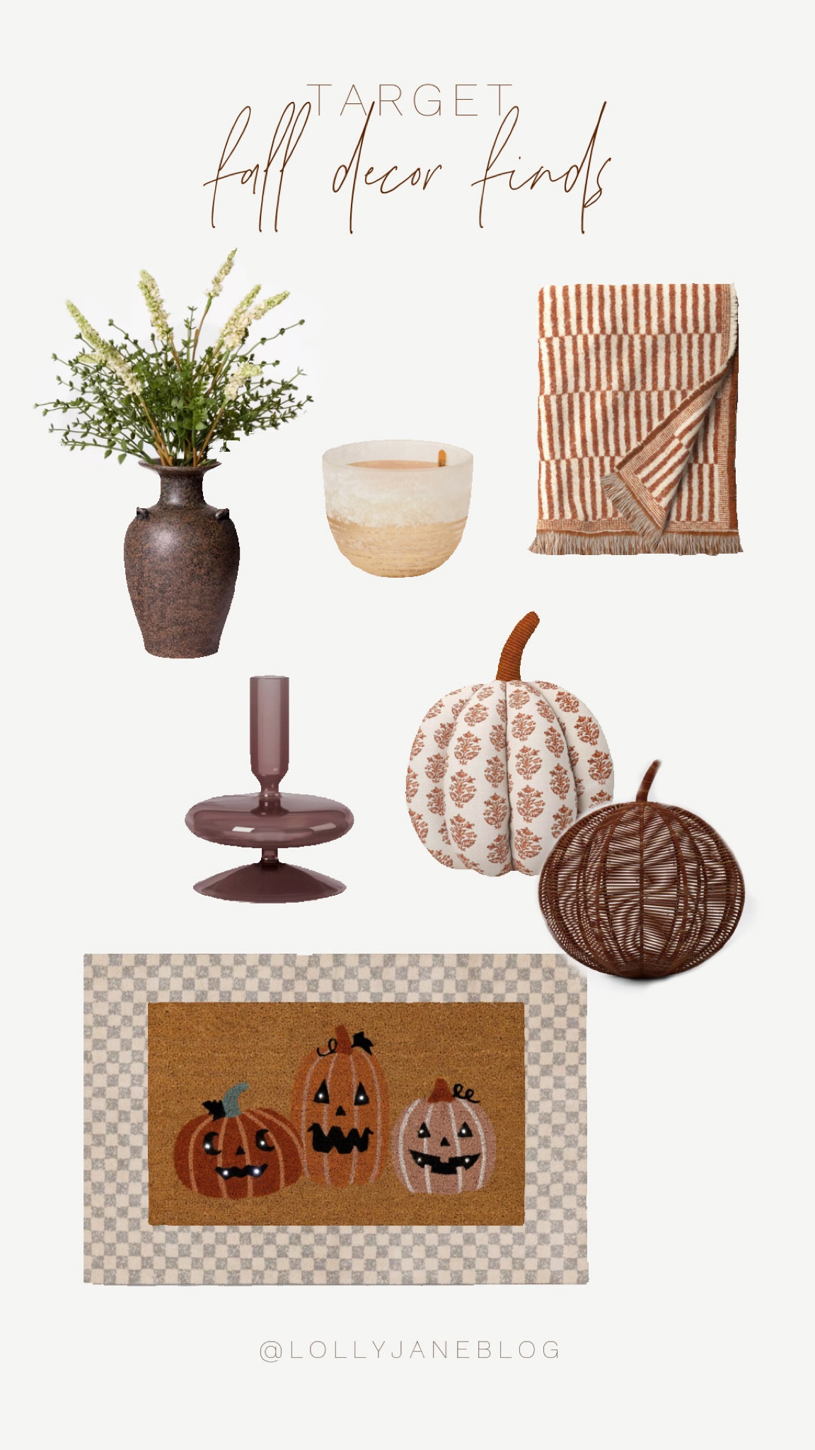 Target fall decor finds! 🍂

🍂✨ Transform your home into a cozy fall haven with these must-have decor pieces from Target! 🧡 Layer up with a chic checkered rug, greet guests with a festive pumpkin welcome mat, and bring the season indoors with cute pumpkin accents. Don’t forget a stunning glass centerpiece vase to showcase faux fall plants and add warmth with our favorite fall-scented candles. Wrap up in an orange striped throw blanket for the ultimate snuggle experience! 🍁🕯️ Your fall vibes await—shop now! #TargetFinds #FallDecor #CozyHome

#LTKSeasonal #LTKHome #LTKHalloween