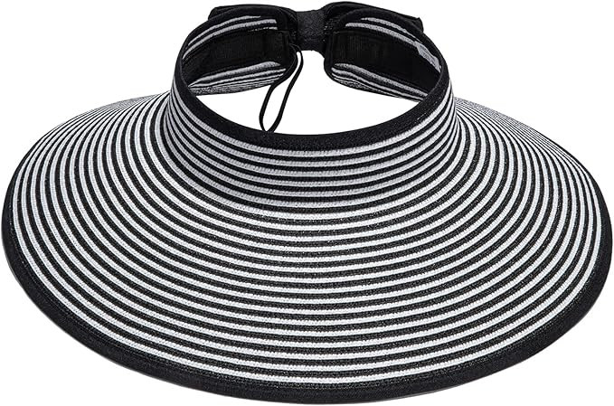 Sun Hats for Women Fashionable Womens Wide Brim Hat Roll-up Straw Sun Visor Hat | Amazon (US)