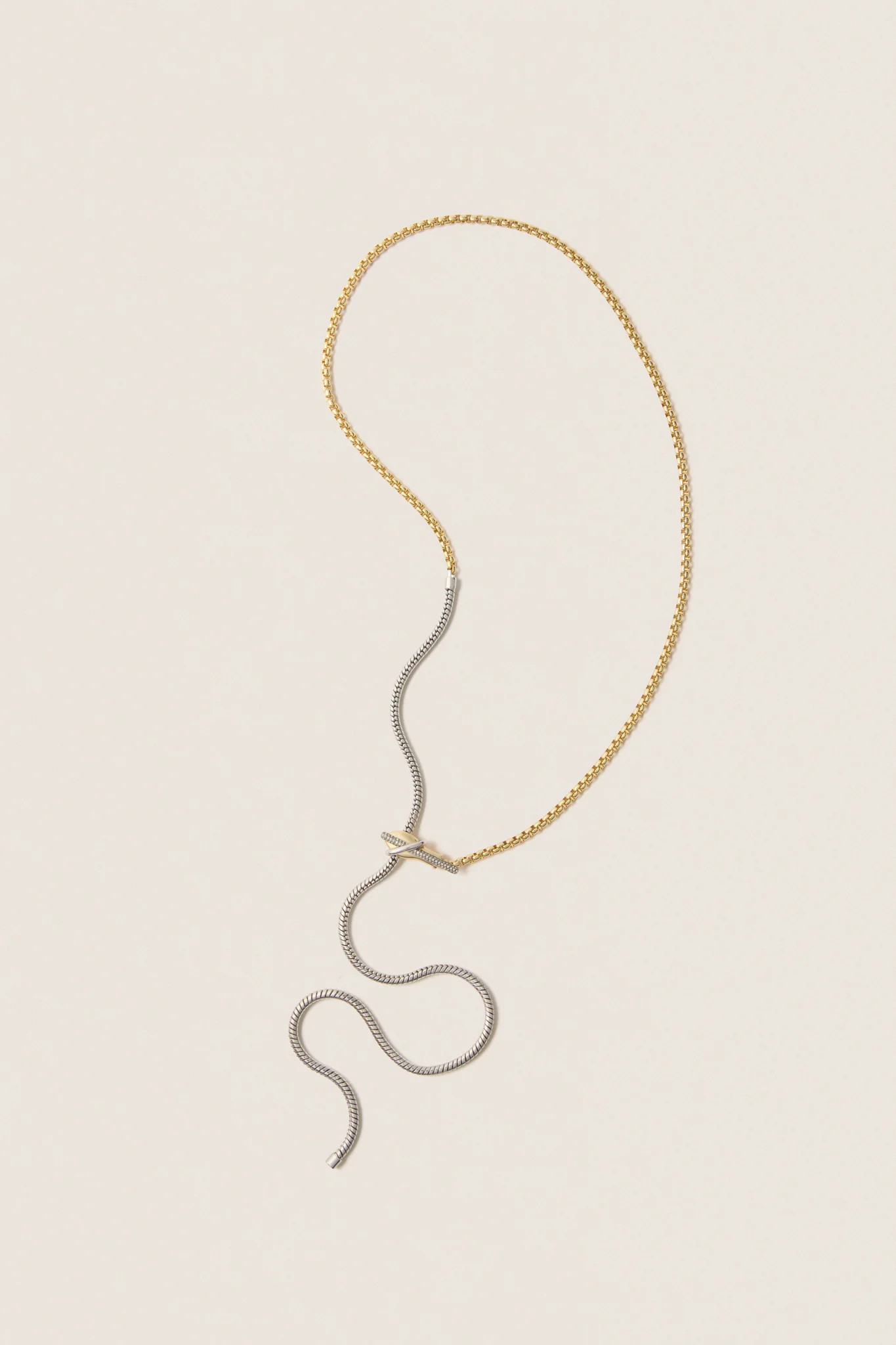 Gold, Silver and Crystal Venom Lariat Necklace | Tuckernuck (US)