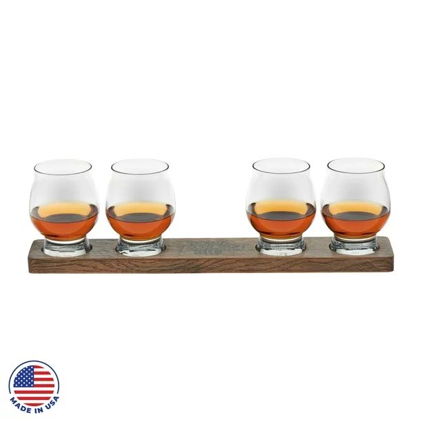 Libbey Signature Kentucky Bourbon Trail Whiskey Tasting Set, 4 Whiskey Glasses with Wood Paddle -... | Walmart (US)