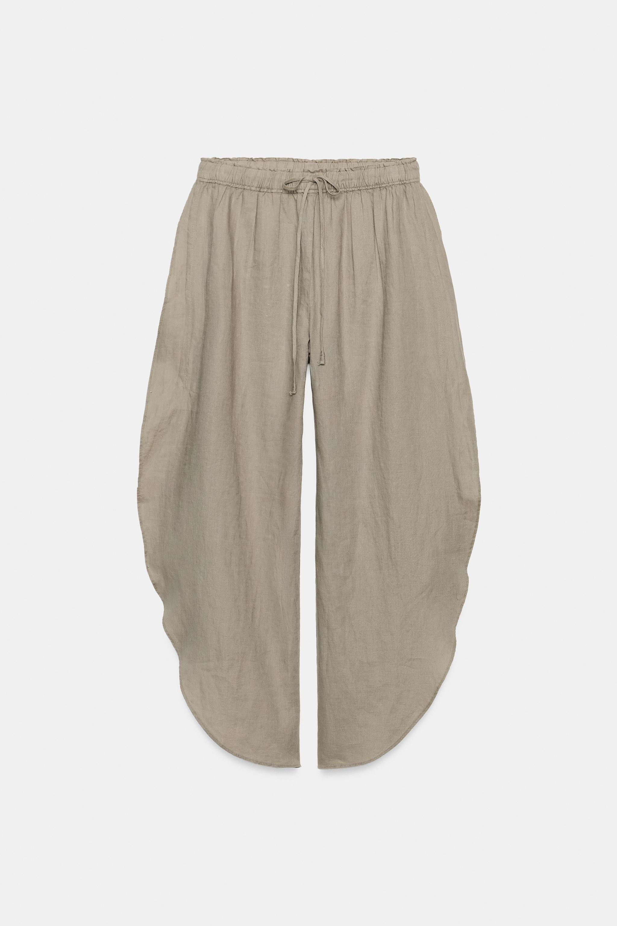 100% LINEN TROUSERS WITH VENTS ZW COLLECTION | Zara US