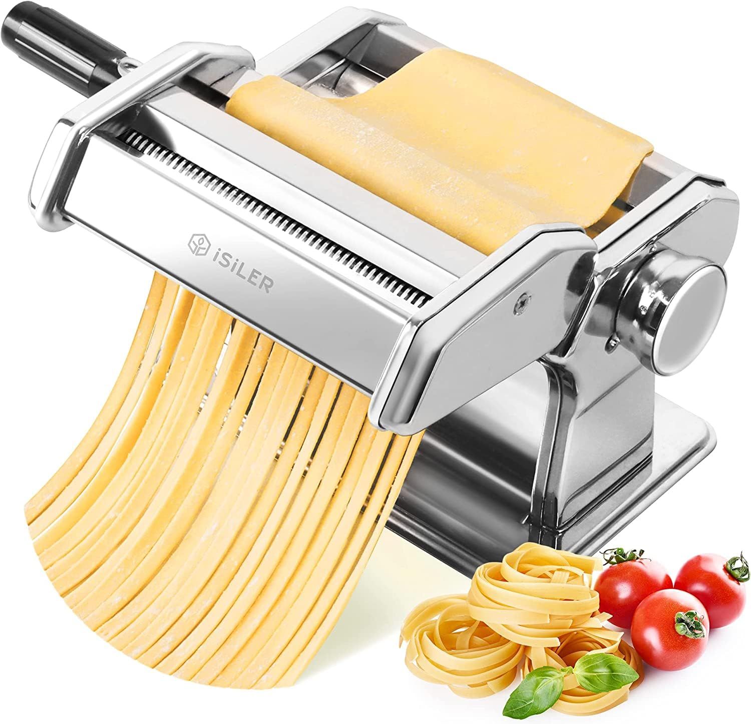 Pasta Machine, ISILER 9 Adjustable Thickness Settings Pasta Maker, 150 Roller Noodles Maker with ... | Amazon (US)