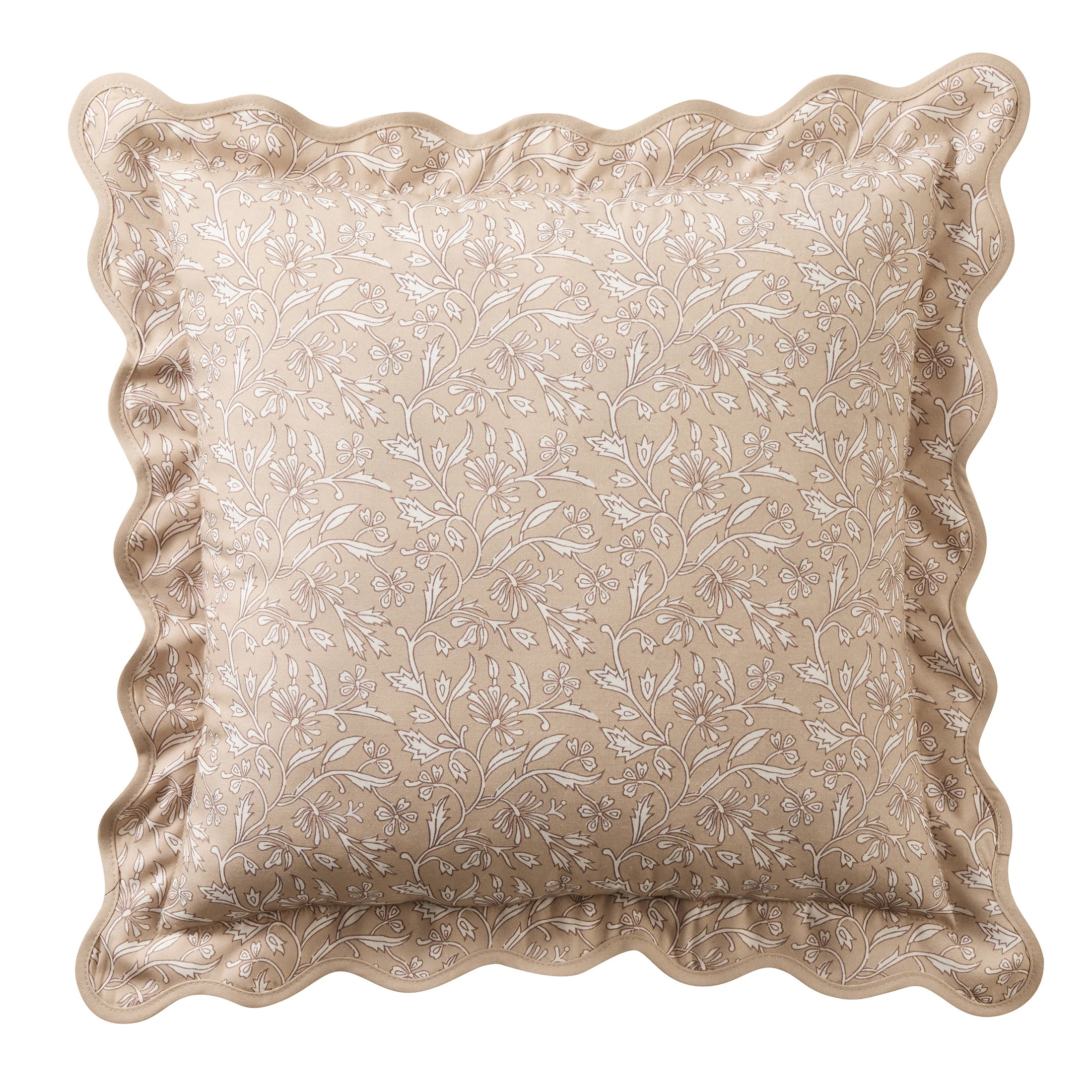 My Texas House Tan Floral Scallop 18" x 18" Outdoor Pillow | Walmart (US)