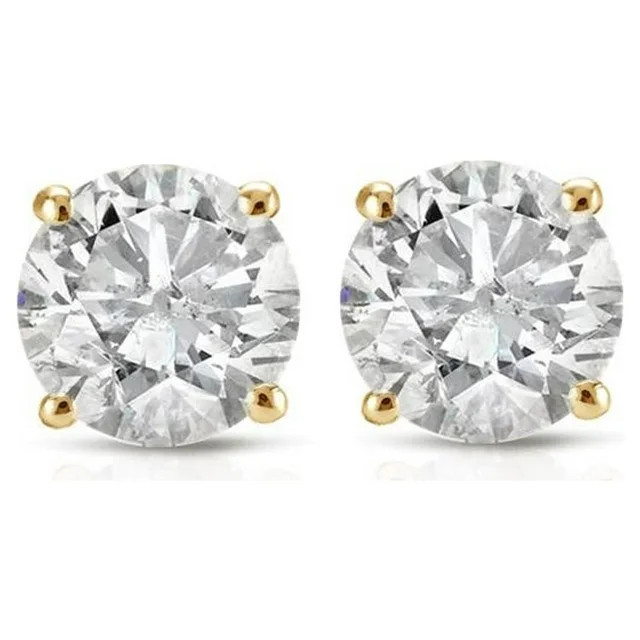 Pompeii3 1ct Round Cut Diamond Stud Earrings in 14K Yellow Gold with Screw Backs | Walmart (US)