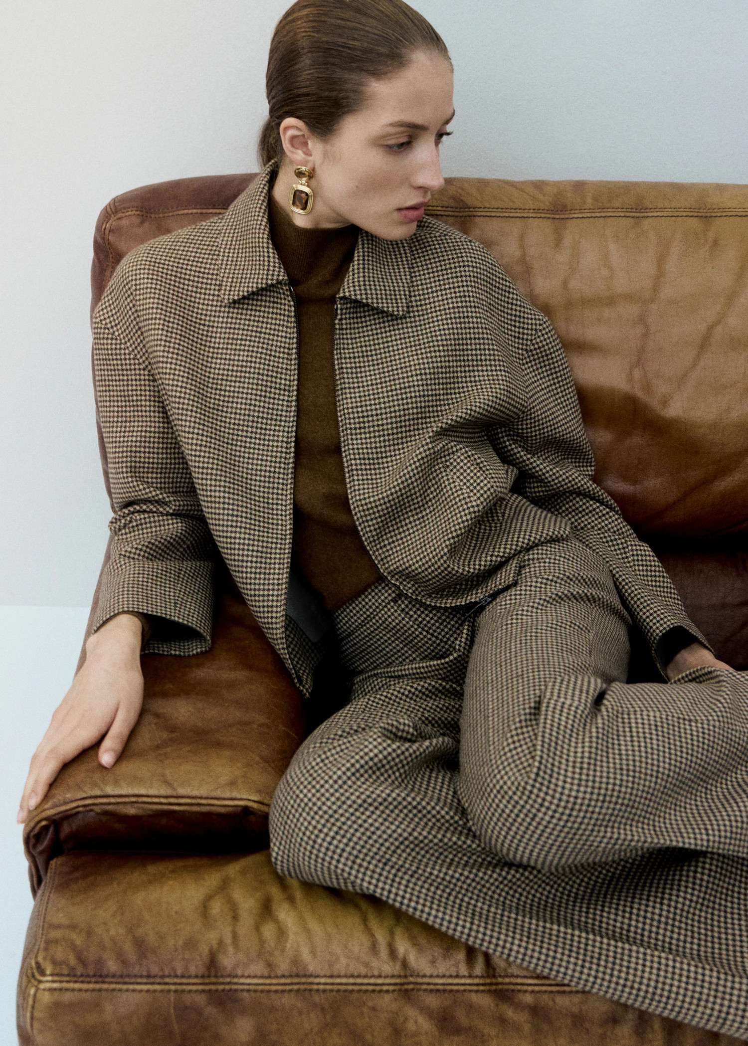 Houndstooth jacket with lapels - Women | MANGO USA | Mango (US/MX/AU)