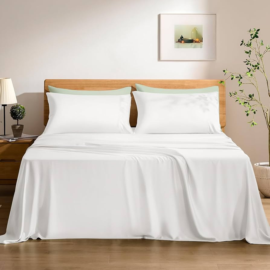 TOSMO Luxury Cooling Sheet Set - 100% Viscose from Bamboo, 4-Piece Bedding Set (Queen Size) - 18... | Amazon (US)