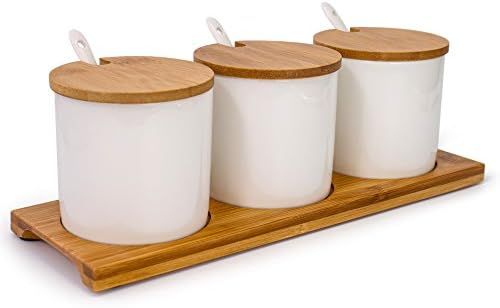 June Sky Ceramic Food Storage Containers with Bamboo Lid- Modern Design Porcelain Jar- Perfect Ca... | Amazon (US)