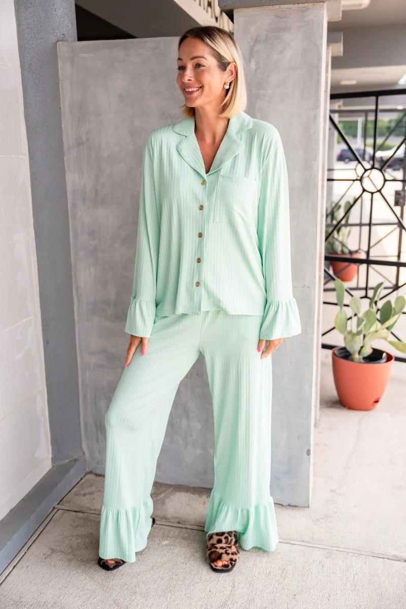 The Buckley Maggie Ruffle Set in Mint | Shop.app