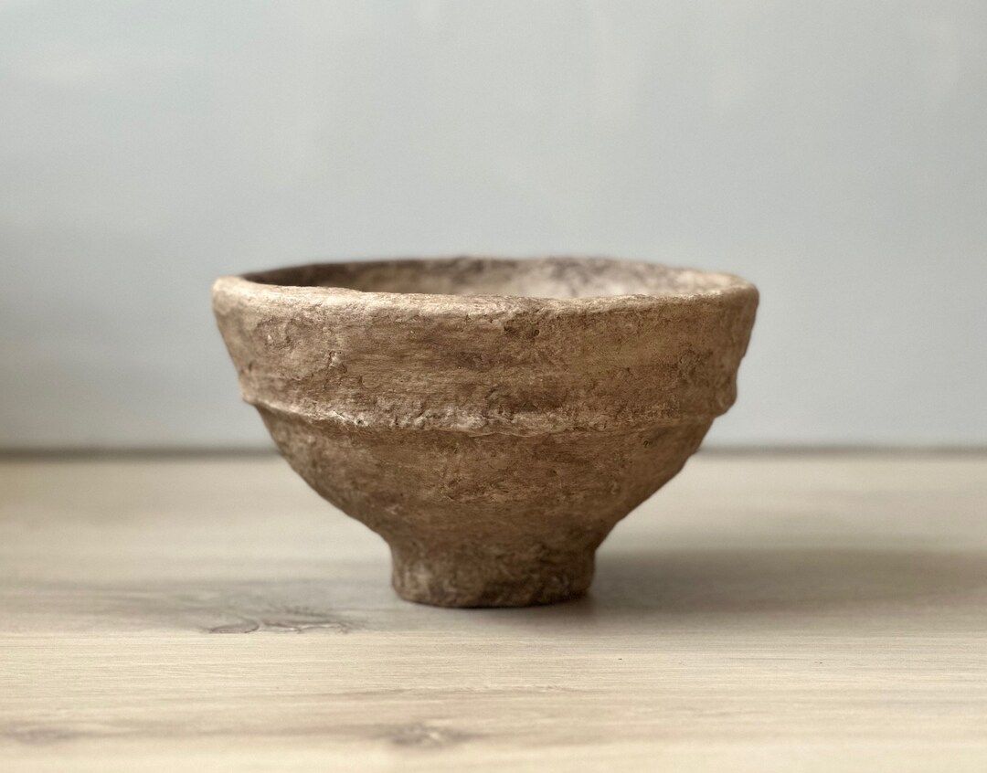 Paper Mache Bowl, Small Vessel, Organic Aged Beige Textured, Unique Gift, Original, Handmade, Wab... | Etsy (US)