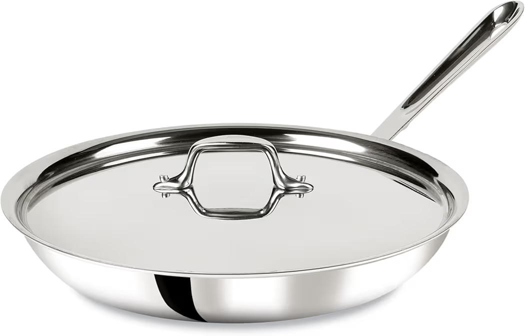 All-Clad D3 12" Stainless Steel Frying pan W/Lid, 3-Ply Stainless Steel Pan, Induction, Oven Broi... | Amazon (US)