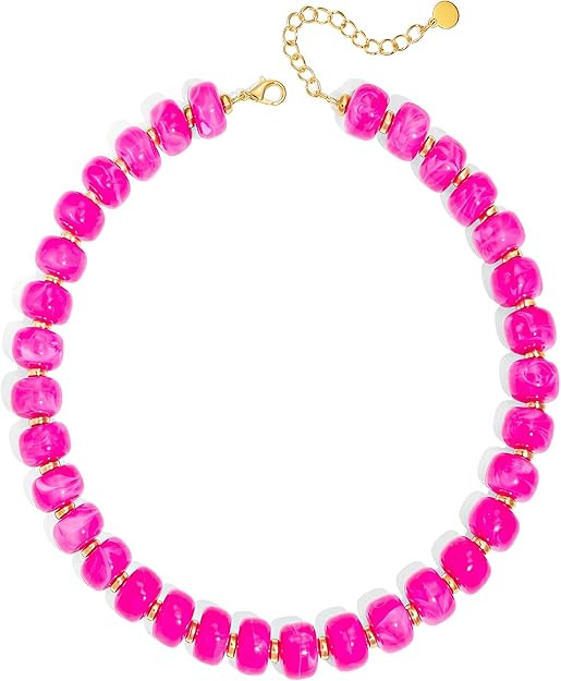 Beaded Necklace for Women Statement Chunky Resin Bead Necklace Trendy Boho Summer Necklaces Jewel... | Amazon (US)