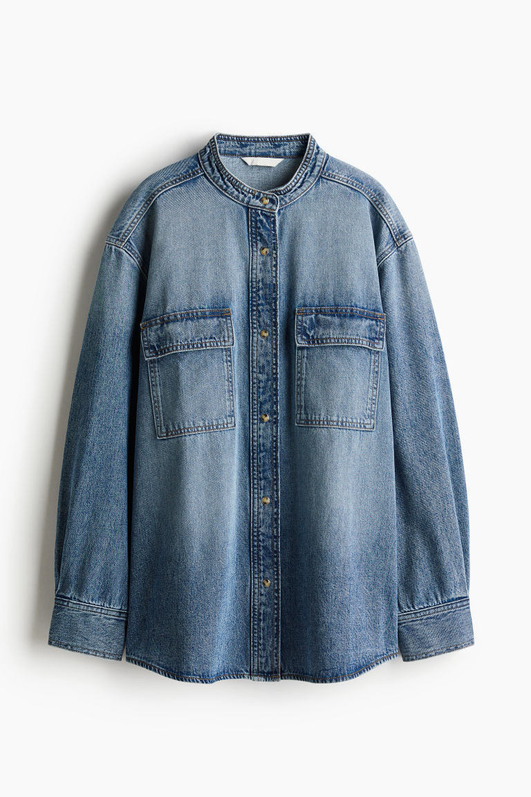 H & M - Washed Denim Shirt - Blue | H&M (US + CA)