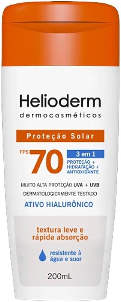 Protetor Solar Helioderm FPS 70 Ativo Hialurônico 200mL | Amazon (BR)