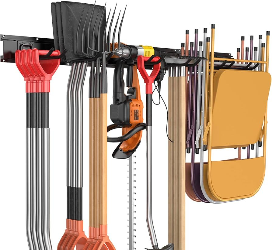 Garage Tool Organizer Wall Mount, Heavy Duty Garden Tool Organizer Storage System, Mop & Broom Ho... | Amazon (US)