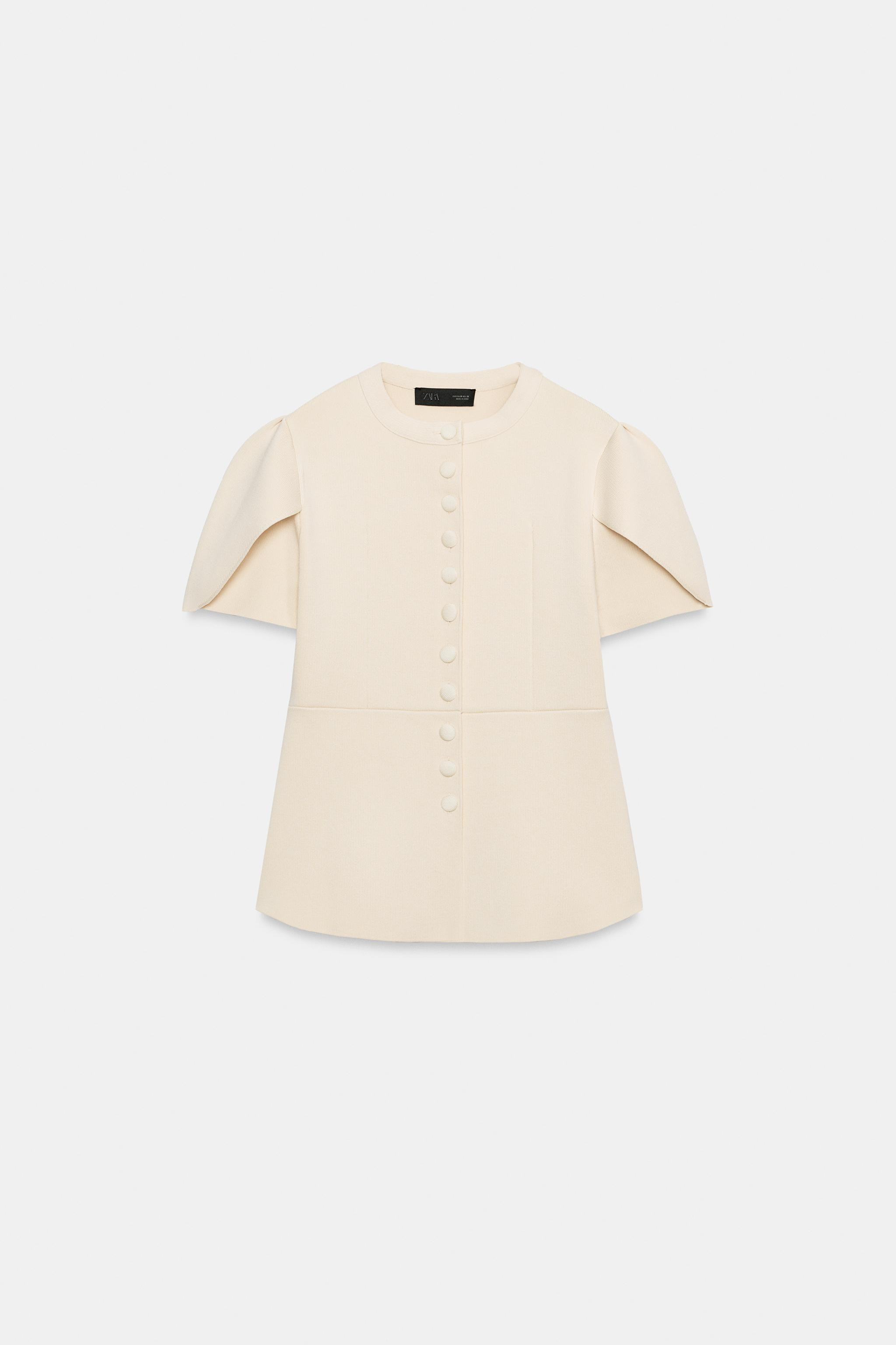 PUFF SLEEVE CARDIGAN WITH SLITS | Zara US