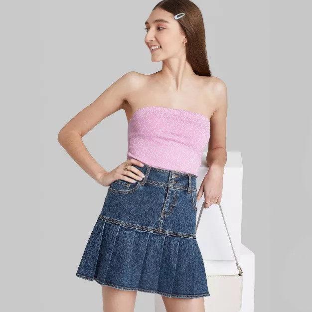Women's Pleated Jean Mini Skirt - Wild Fable™ | Target
