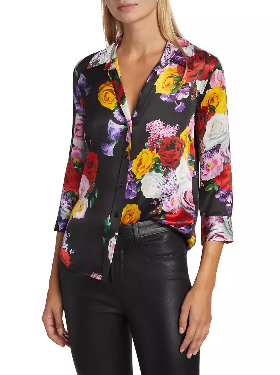 Dani Floral Silk Button-Front Shirt | Saks Fifth Avenue