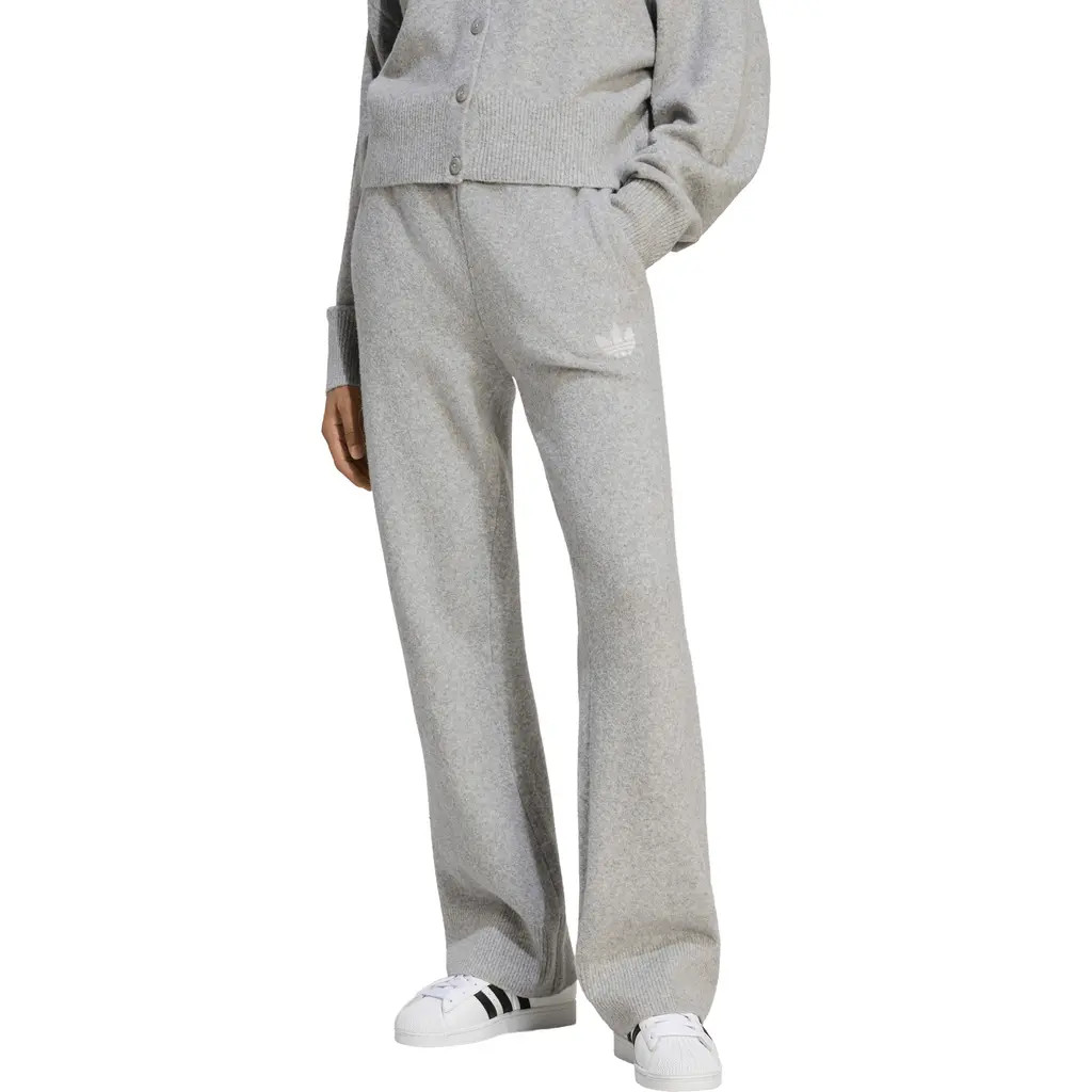 adidas Essentials Wide Leg Knit Pants in Medium Grey Heather at Nordstrom | Nordstrom