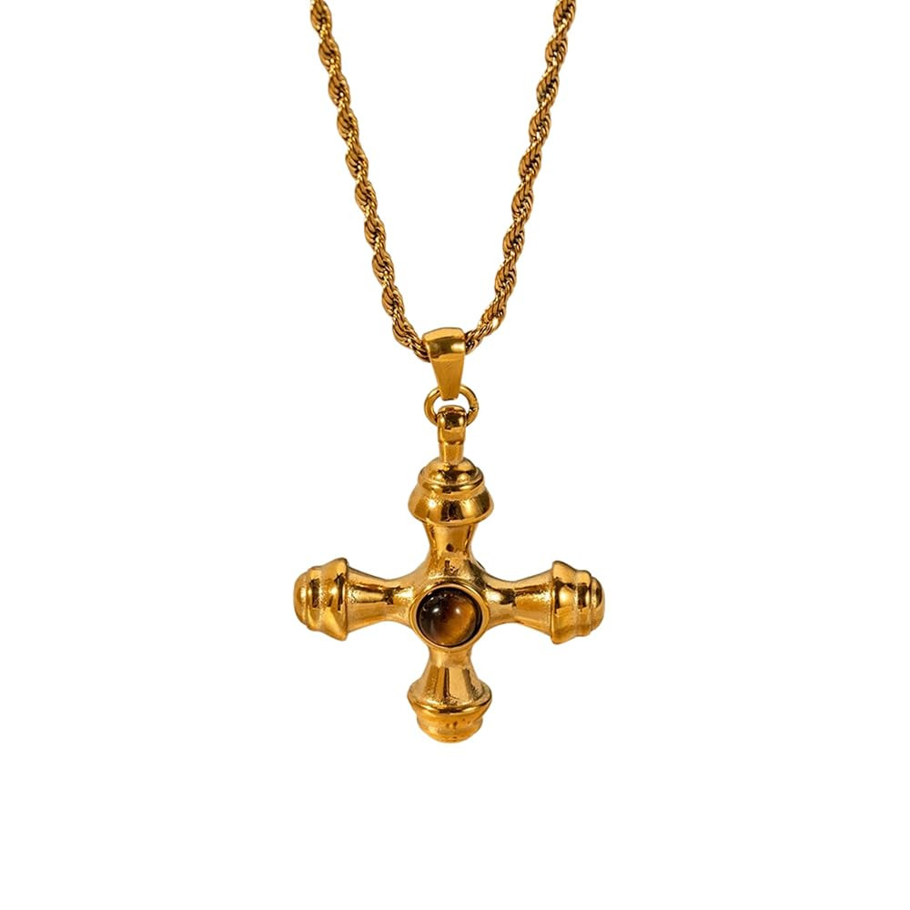 18K Plated Gold Cross Necklace Chunky Cross Necklace Summer Necklaces Vintage Necklace Y2k | Amazon (US)