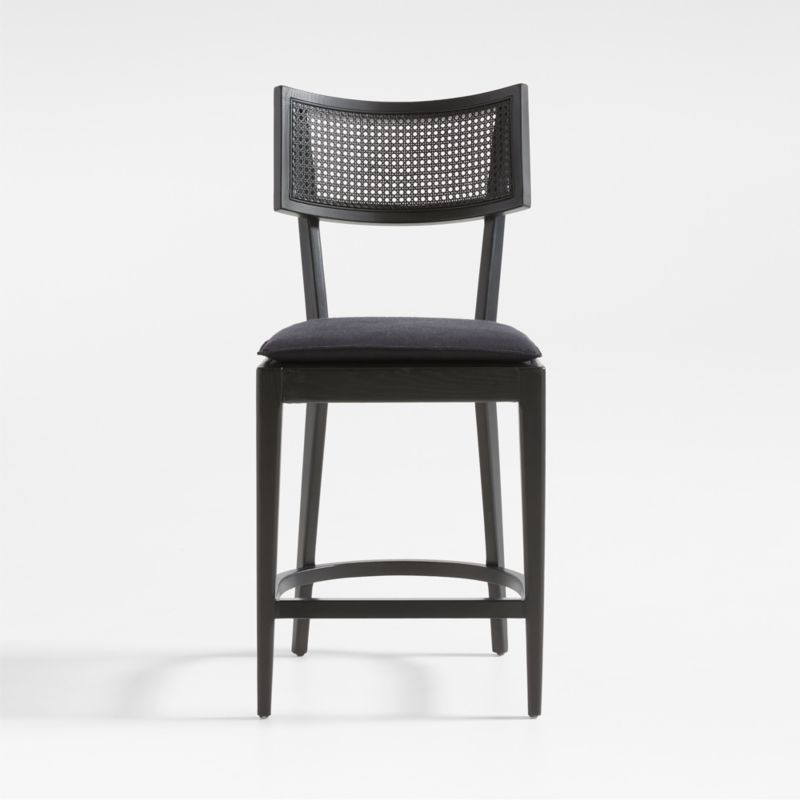 Libby Black Cane Counter Stool + Reviews | Crate & Barrel | Crate & Barrel