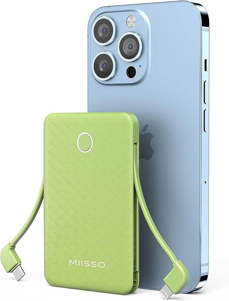 6000mah Ultra Slim Built in Cables Power Bank, Card Size Built in USB C Cords Battery Pack Portab... | Amazon (US)