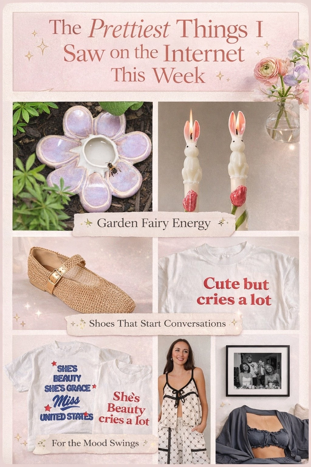 The prettiest things I saw on the internet this week and immediately needed in my life 🥹✨

From the dreamy lavender flower bee bowl (hello garden fairy era 🐝💜) to the woven Mary Jane flats, bunny taper candles, hot pink heels, statement graphic tees, and the chic lounge set I cannot stop thinking about…

It’s giving:
• soft glam
• spring mood board
• girly but grounded
• cozy chaos but make it curated

Everything is linked here in my LTK 💌 Save this for your next outfit refresh, home refresh, or “just because it’s cute” purchase.

#LTKFinds #SpringStyle #WhimsicalHome #GirlyAesthetic #CozyVibes #OnlineFinds #StyleInspo #HomeInspo


#LTKmomlife #LTKHome #LTKdayinmylife