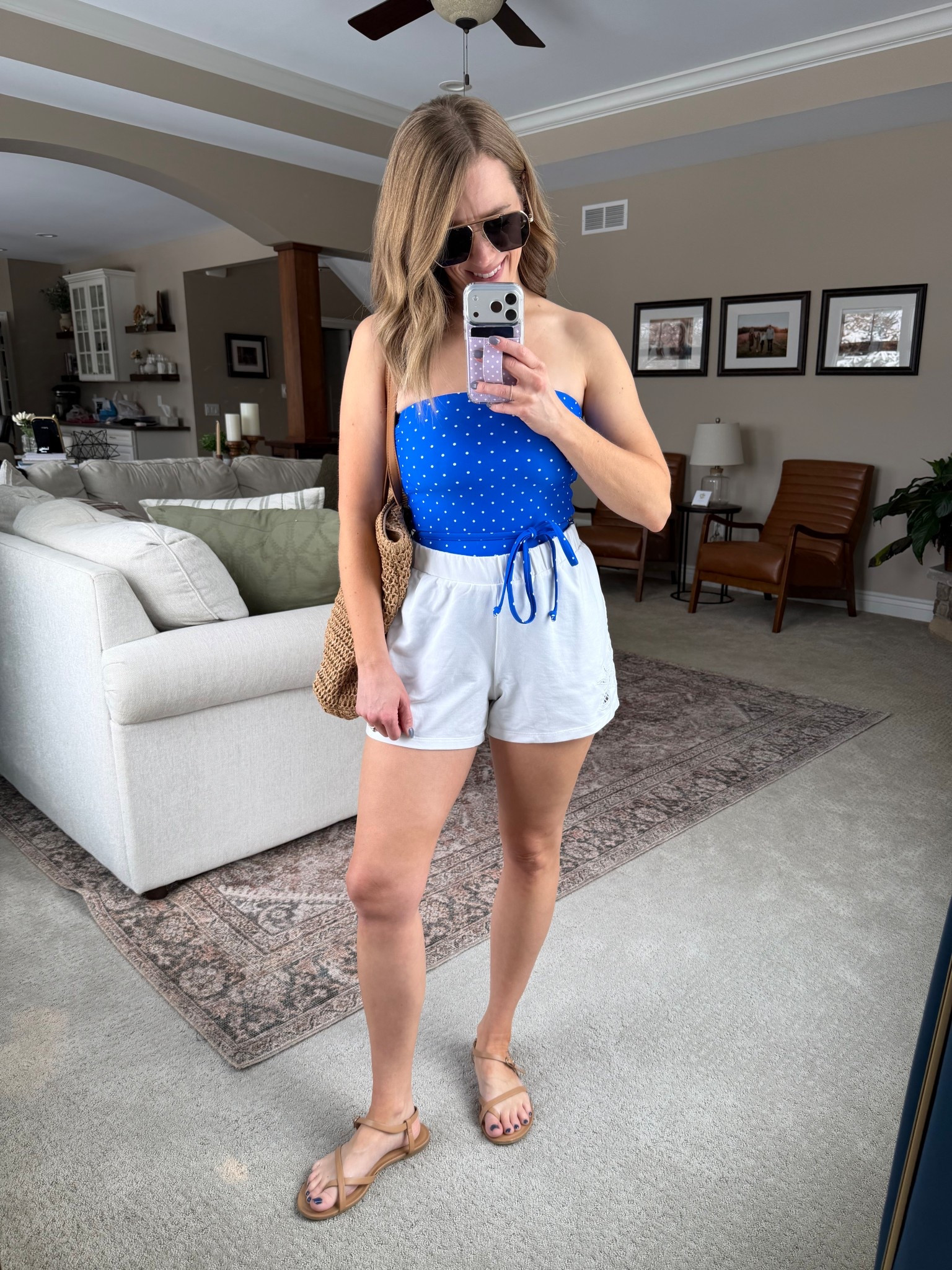 Ready for a beach day in this fun polka dot suit and eyelet linen shorts!

#LTKOver40 #LTKSeasonal #LTKTravel