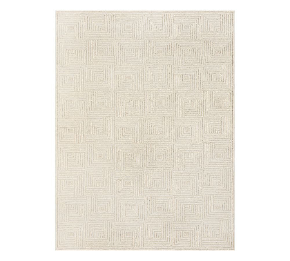 Geo Block Hand-Tufted Wool Rug, 9 X 12', Ivory | Pottery Barn (US)