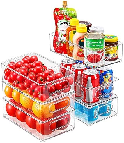 Set Of 6 Clear Stackable Refrigerator Organizer Bins, 10×6×3 Inch, Plastic Fridge Freezer Organ... | Amazon (US)