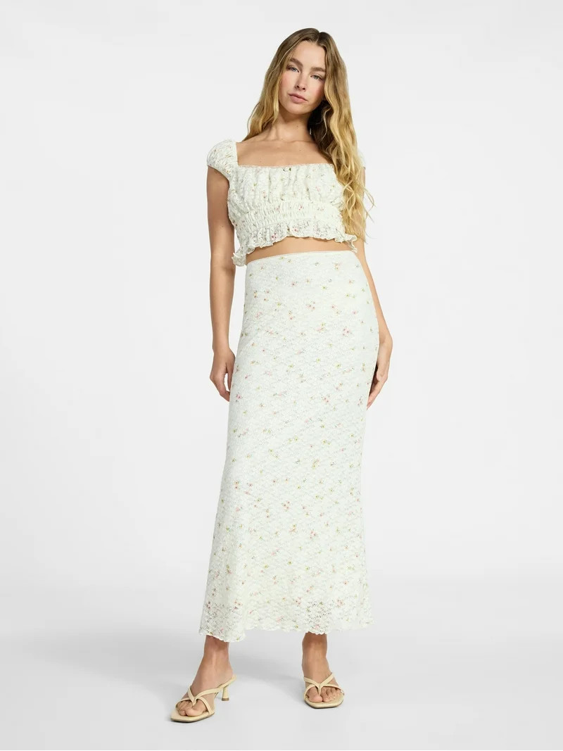 No Boundaries Printed Ruffle Tank and Skirt, 2-Piece Set, Women's | Walmart (US)