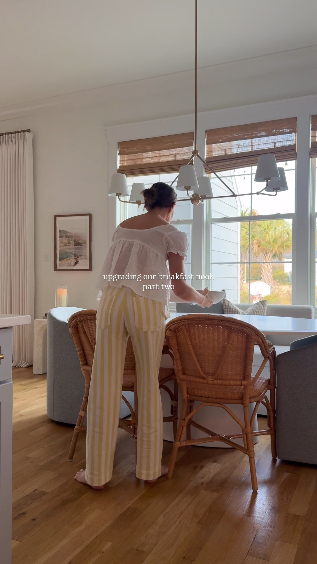 breakfast nook upgrade part two: chambray chairs @potterybarn are here + decided last minute to also switch out the other two chairs to these natural rattan ones 🤩 (which match the counter stools) *one more banquette piece should be here end of march* @castleryus 

#breakfastnook #upholsteredchair #banquette #kitcheninspo #neutralhome 

#LTKHome #LTKSeasonal #LTKSpringSale