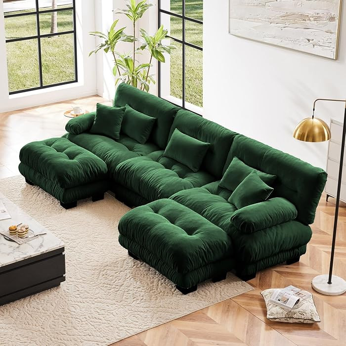 Luxury Modular Sectional Sofa Couch with 2 Ottomans - Oversized U Shaped Cloud Couch for Living R... | Amazon (US)