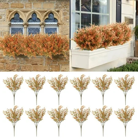 Hanging Artificial Decor 12PACK Artificial Fall Flowers No Fade Autumn Indoor Outdoor Greenery For Thanksgiving Christmas Wedding Party Home Garden Fireplace DÃ©cor(Brown) | Walmart (US)