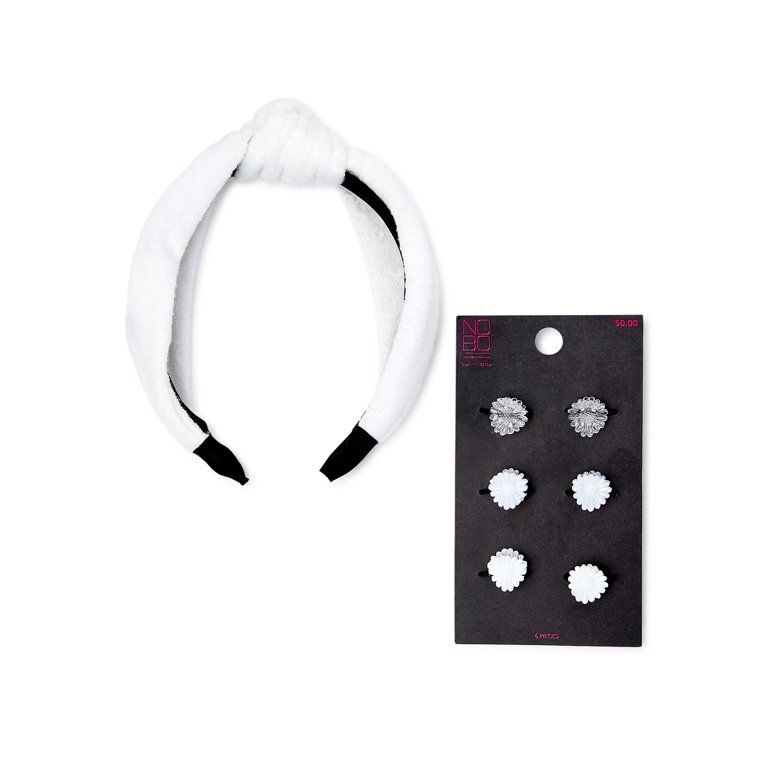 No Boundaries Women's White Icon Clips and Headband Set, 7-Piece | Walmart (US)