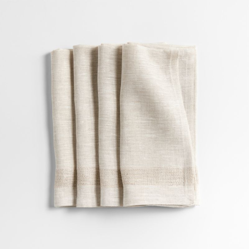 Conrad Dark Natural EUROPEAN FLAX -Certified Linen Napkins, Set of 4 + Reviews | Crate & Barrel | Crate & Barrel