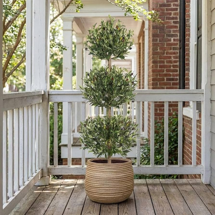 1 Pack 5 ft Artificial Olive Tree Pot,Outdoor Indoor Realistic Fake Olive with Moss & Pot, Triple... | Amazon (US)