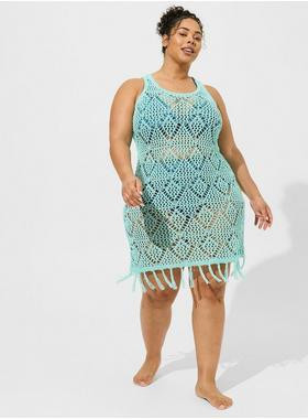 Mini Crochet Fringe Tank Beach Dress | Torrid (US & Canada)