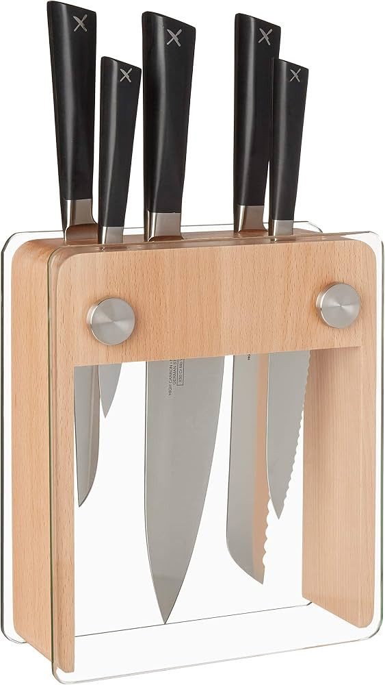 Mercer Culinary Züm 6-Piece Forged Block Set, Beech Wood and Glass | Amazon (US)