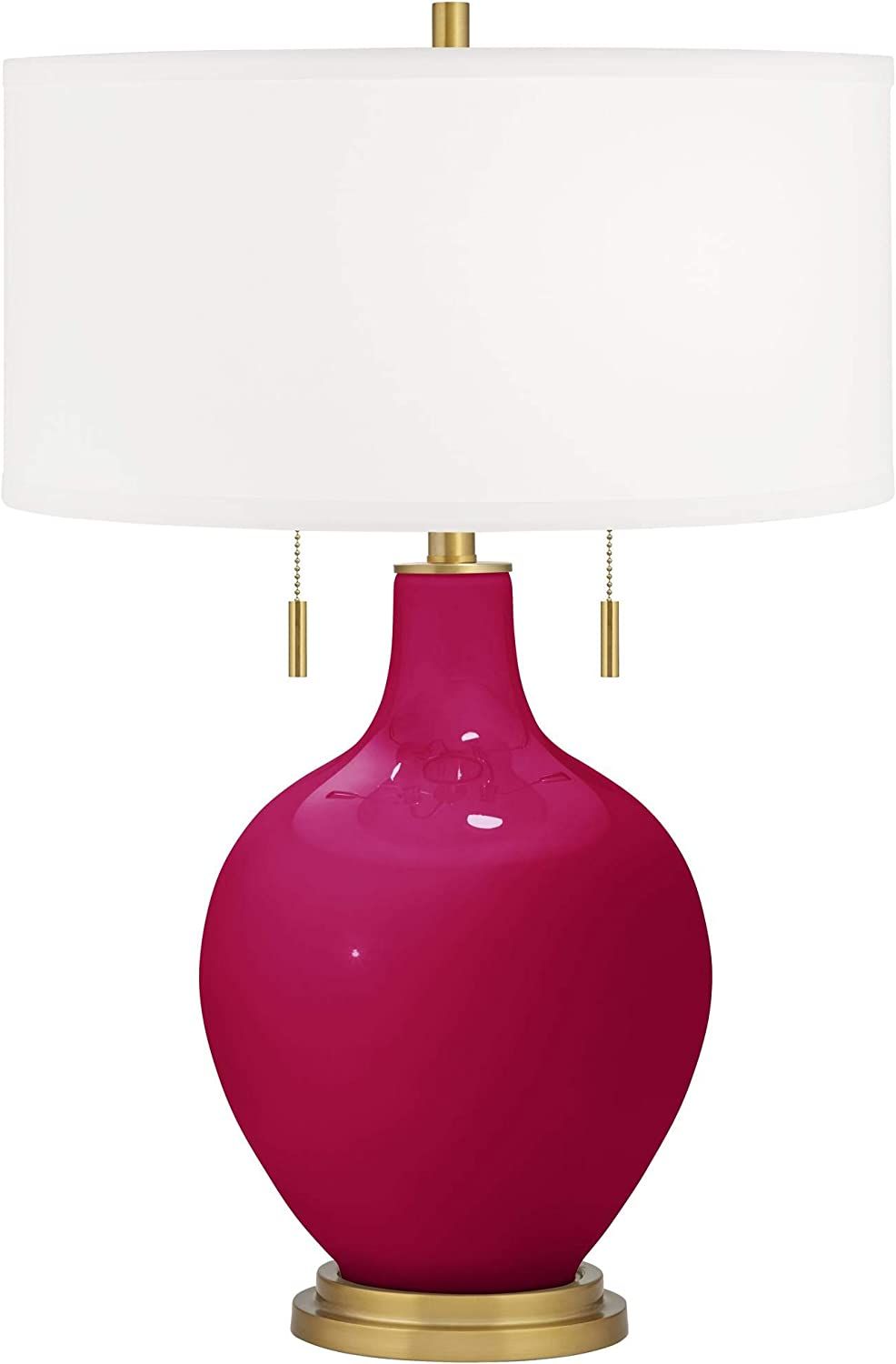 Color + Plus French Burgundy Toby Brass Accents Table Lamp | Amazon (US)