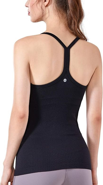 Seamless Workout Tank Tops for Women Racerback Athletic Camisole Sports Shirts with Built in Bra | Amazon (US)