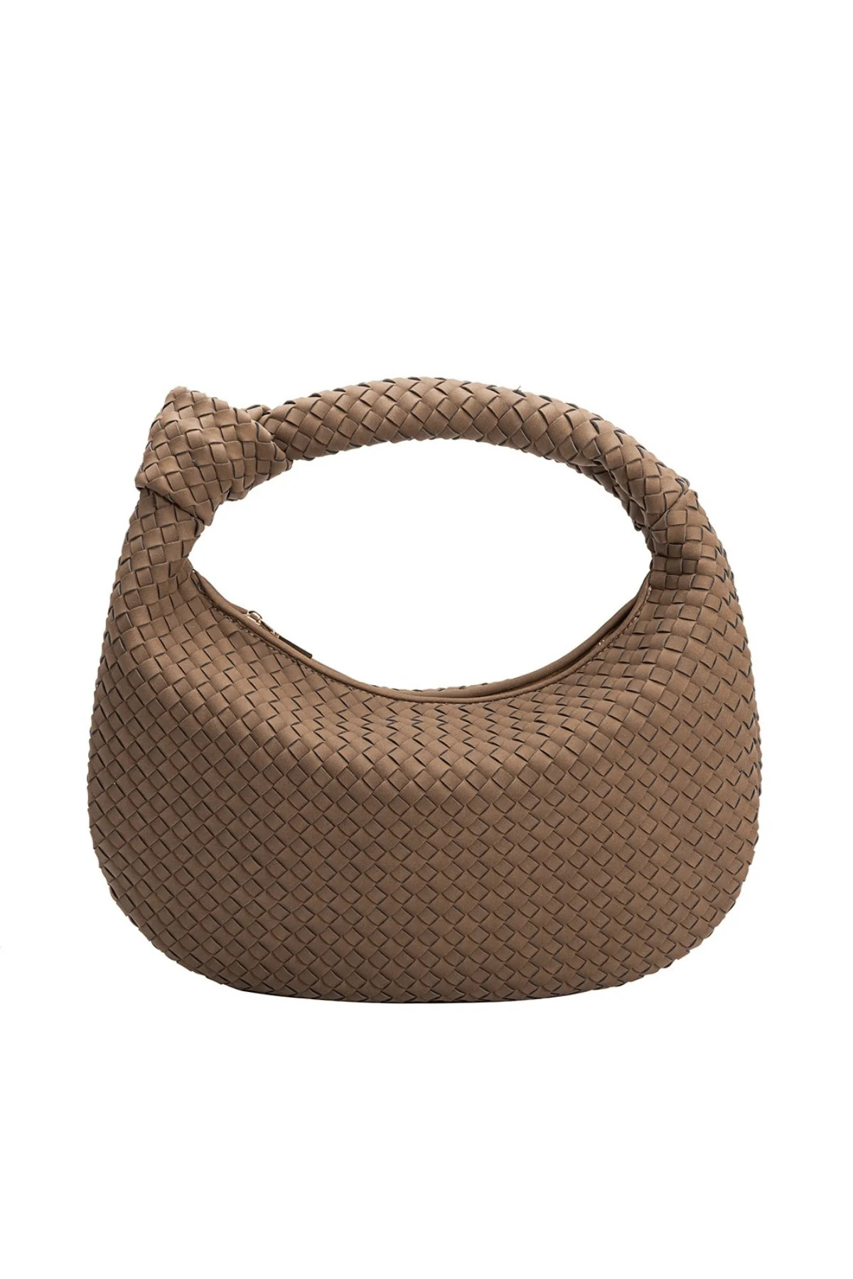 Melie Bianco Knotted Woven Vegan Suede Large Bag | Social Threads
